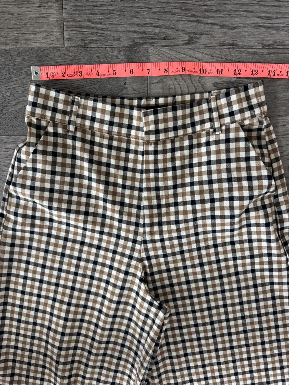 🌼Zara🌼 Tan & Black Checked Wide Leg Trousers, Size M